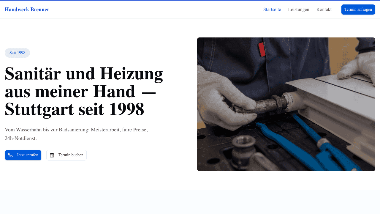 Screenshot: Handwerker Stuttgart