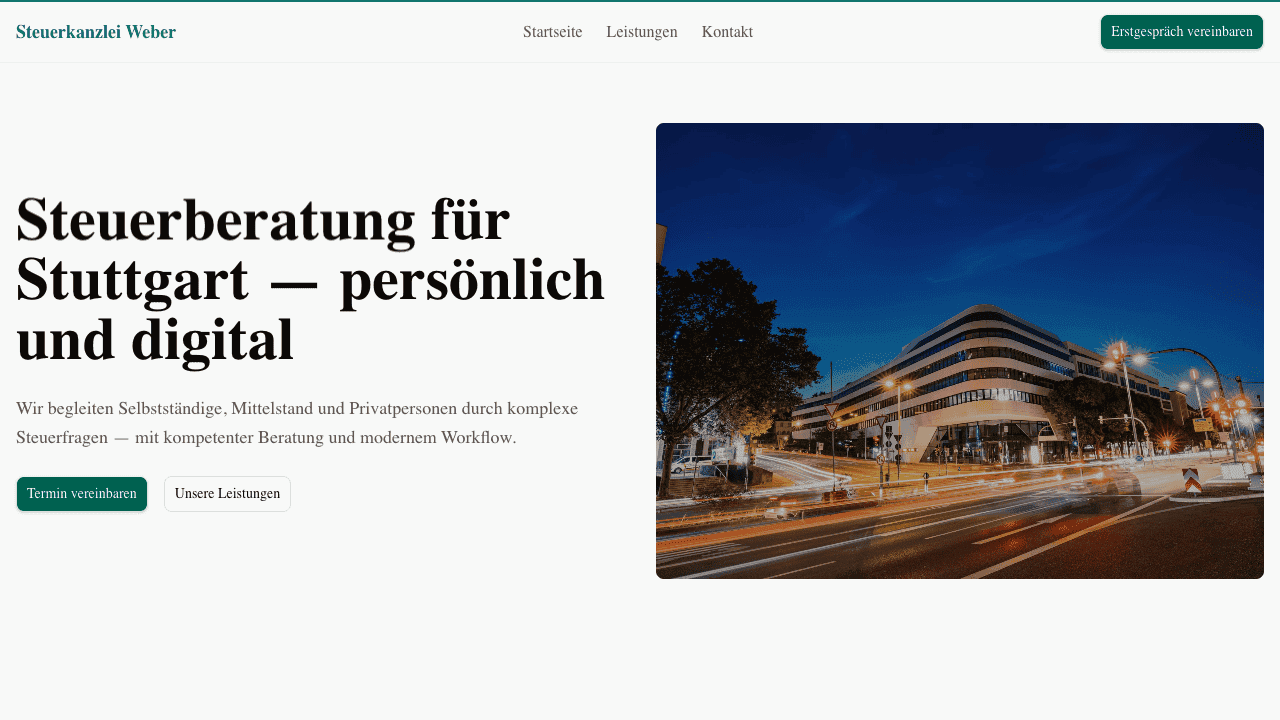 Screenshot: Steuerberater Stuttgart